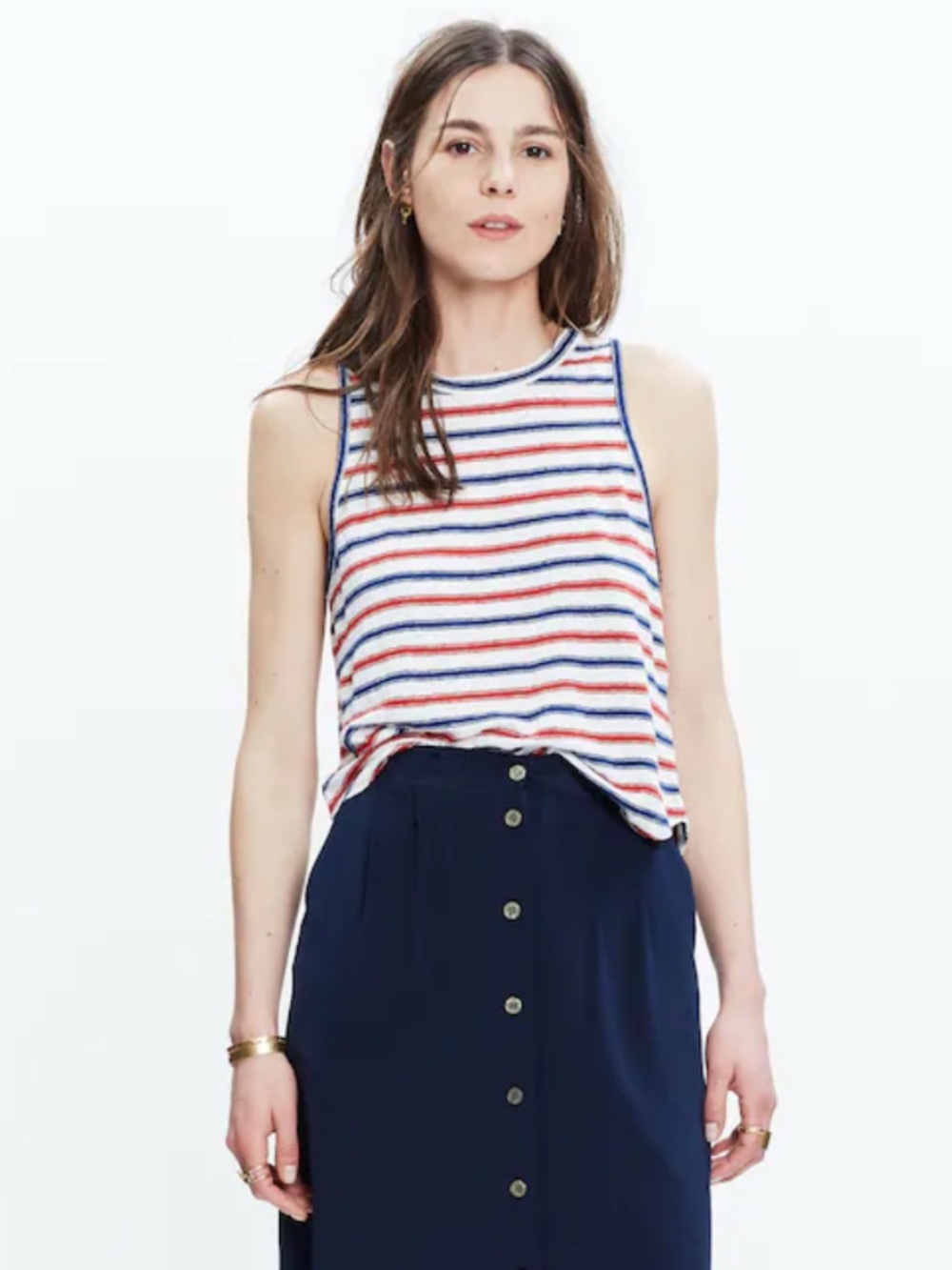 Madewell Linen Allegro Tank in Bradbury Stripe